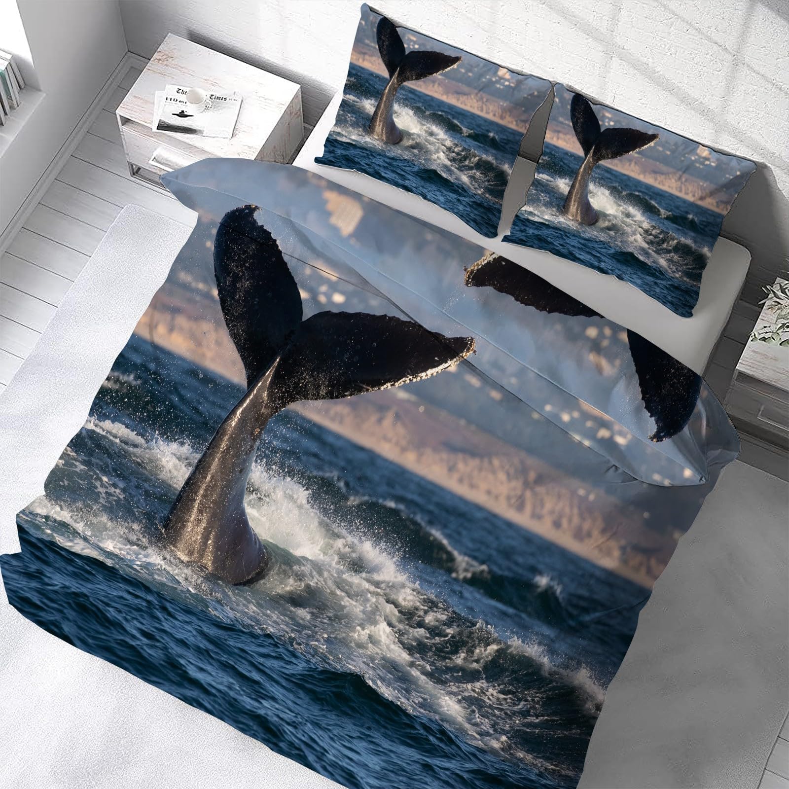 Amazon｜魚の尾掛け布団カバー150x210 cmクジラの家布団カバー